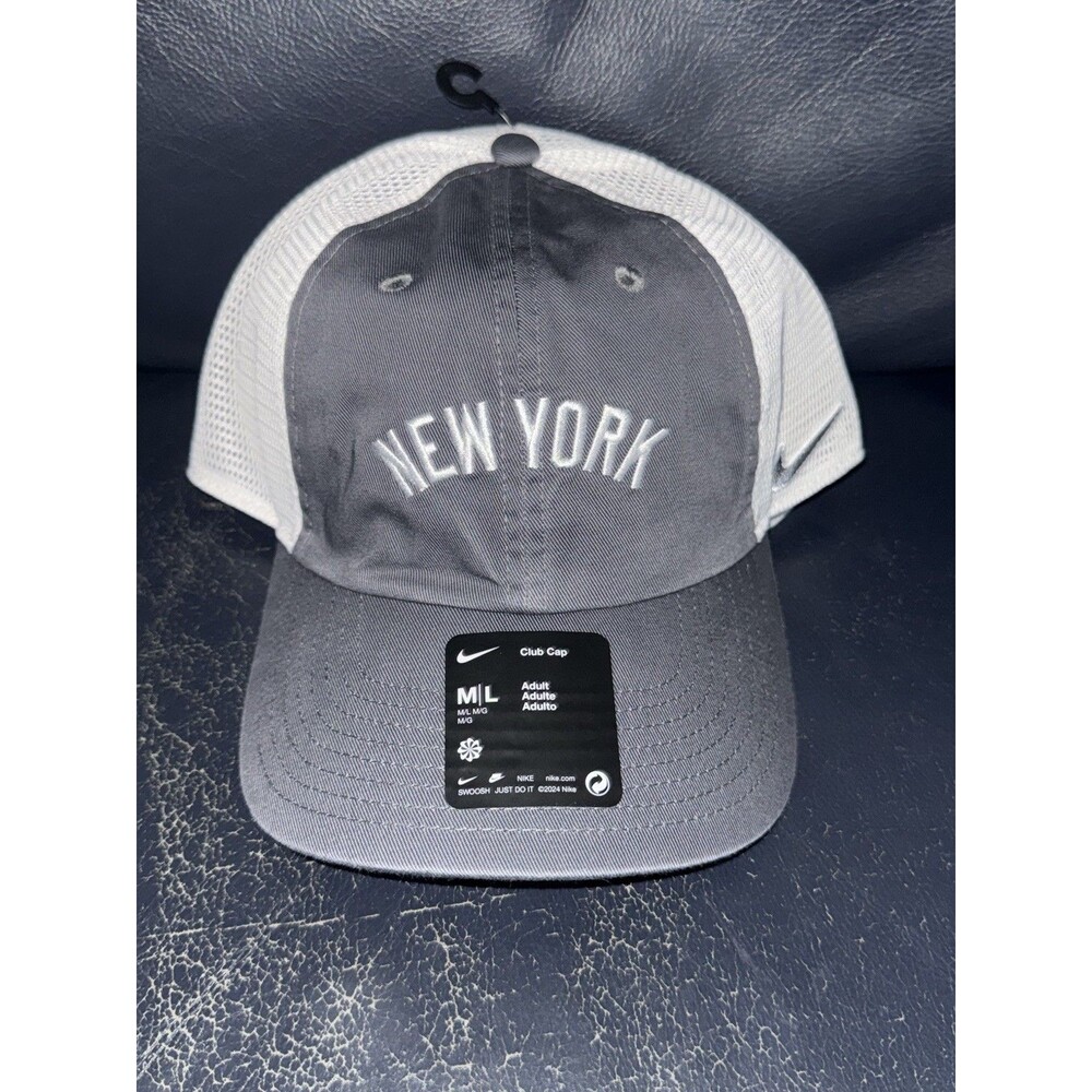 New York Yankees Nike Wordmark Club Adjustable Trucker Hat Mesh - Gray